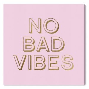Canvas Print 'No Bad Vibes’ - Pink, Gold
